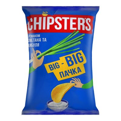 Чіпси зі смаком сметани та цибулі Chipster's, 180 г 3351810 фото