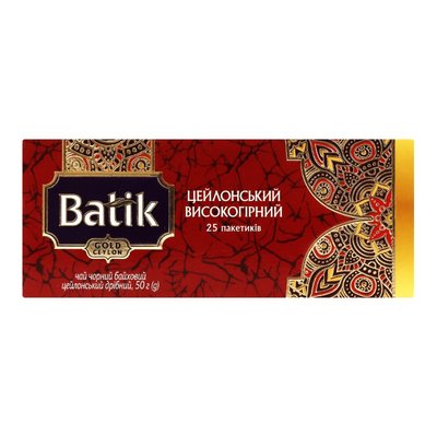 Чай черный пакетированный Gold Ceylon Batik, 25 пак.*2г 3974000 фото