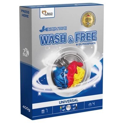 Бесфосфатный стиральный порошок Universal Wash&Free 0,4 кг 4042470 фото