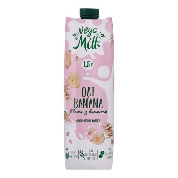 Напиток ультрапастеризованный овсяный с бананом Vega Milk, 950 г 3760790 фото