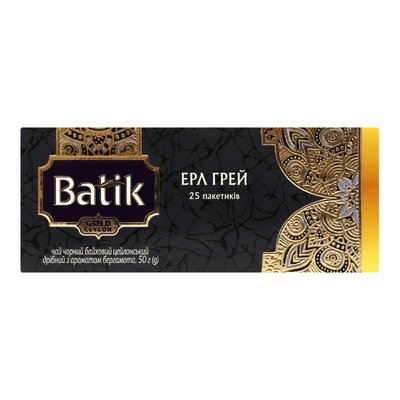 Чай чорний пакетований з ароматом бергамота Ерл Грей Gold Ceylon Batik, 25*2г 3974010 фото