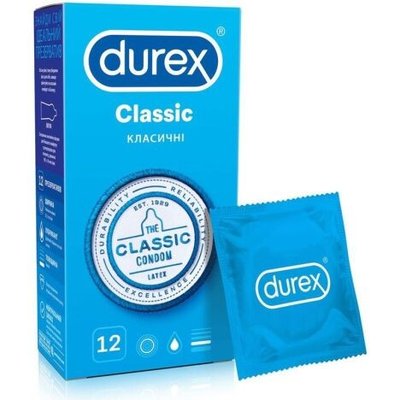 Презервативи латексні з силіконовою змазкою Classic Durex, 12 шт 2607530 фото