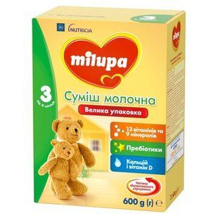 Суміш молочна суха для дітей від 12міс Дитяче молочко 3 Milupa к/у 600г 2267970 фото