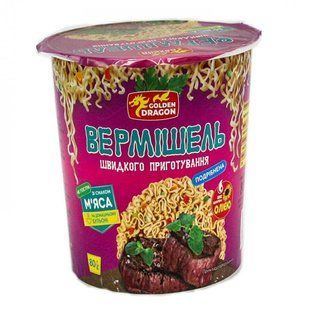 Вермишель быстрого приготовления не острая со вкусом мяса стакан Golden Dragon, 80 г 4089630 фото