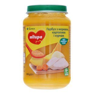 Пюре для детей от 6мес овоще-мясное Тыква с морковью, картофелем и цыпленком Milupa с/б 200г 3462580 фото
