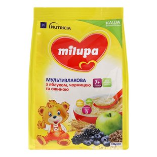 Каша безмолочна для дітей від 7 міс мультизлакова з яблуком, чорницею та ожиною Milupa 170, г 3389660 фото