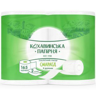 Бумага туалетная целлюлозная "Изумруд" 2-слойная Кохавинка, 4 шт 4631300 фото