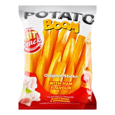 Кукурудзяні палички зі смаком картоплі з шинкою Potato Boom, 50 г 2111960 фото