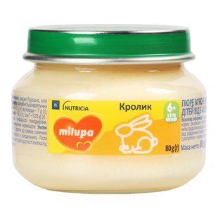 Пюре для детей от 6мес мясное Кролик Milupa с/б 80г 3462560 фото
