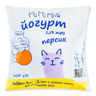 Йогурт 1.5% Персик MiMiMilk, 400 г 4186050 фото