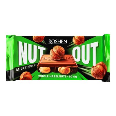 Шоколад молочний з цілим фундуком Nut Out Roshen, 90 г 4227110 фото