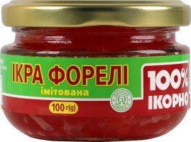 Ікра імітована зерниста червона форелі (пастеризована) 100% Ікорно, с/б 100г 4619790 фото