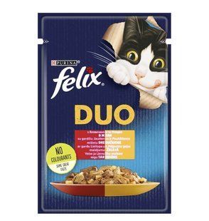Корм для котів з яловичиною та птицею у желе Duo Felix, 85 г 3648300 фото