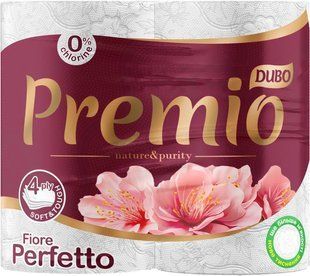 Туалетная бумага Fiore Perfetto 4 слоя белый Чудо Premio, 4 рулона 2301360 фото