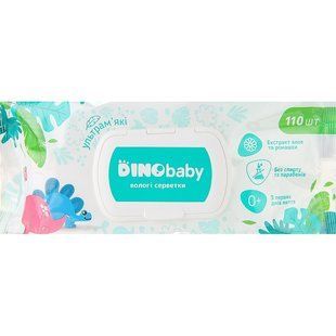 Влажные салфетки ультрамягкие Dino Baby, 110 шт/уп. 4236110 фото