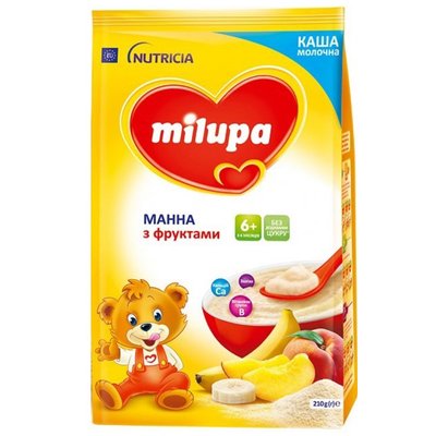 Каша молочна манна з фруктами Milupa, 210 г 2589510 фото