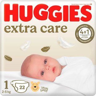 Подгузники для детей 2-5 кг 1 Extra Care Huggies, 22 шт/уп. 4121850 фото