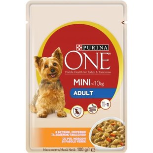 Корм для собак з куркою та морквою Mini Adult Purina One, 100 г 2936990 фото