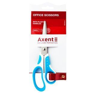 Ножиці 18 см Axent Shell гумові вставки, біло-блакитні Axent, шт 4554880 фото