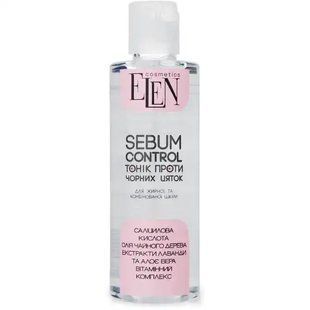 Тонік для обличчя проти чорних цяток Sebum Control Elen Cosmetics, 200мл 4496750 фото