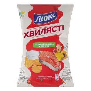Чипси картопляні зі смаком лосося у вершках Хвилясті Люкс м/у 125г 4514390 фото