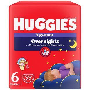 Подгузники-трусики детские 15-25кг 6 Overnights Pants Huggies 22шт 4390920 фото