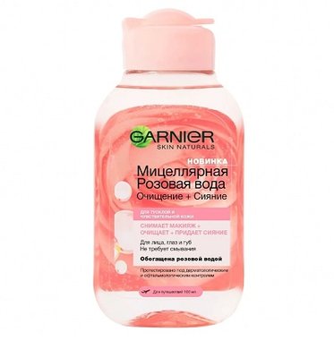 Міцелярна вода для очищення шкіри обличчя з рожевою водою Garnier, 100 мл 3721390 фото