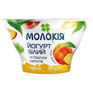 Йогурт 6.6% устой двухслойный на подушке из ягод Персик Белый Молокія стакан 130г 4534870 фото