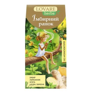 Чай пакетований трав'яний та ягідний Імбирний ранок Lovare herbs, 20 шт/уп. 3144290 фото