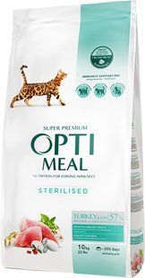 Корм сухой для стерилизованных котов Индюшка и овес Optimeal, 100 г 2822330 фото