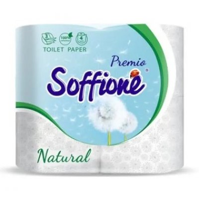 Туалетний папір Білий Soffione Natural, 3 шари 4 рулони 1995230 фото