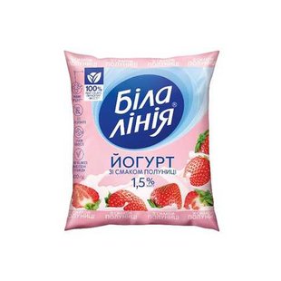 Йогурт 1.5% Полуниця Біла лінія, 400 г 3386130 фото