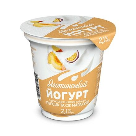 Йогурт персик-маракуйя 2.1% Яготинське, стакан 260г 4160930 фото
