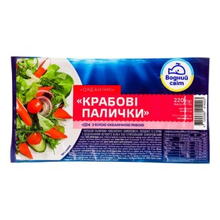 Палички крабові заморожені Океанічні Водний світ, 220 г 3593620 фото