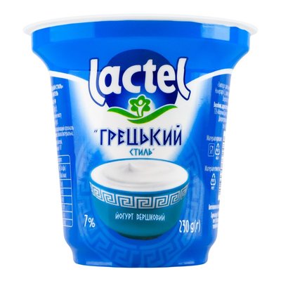 Йогурт сливочный Греческий стиль 7% Лактель стаканчик, 0,230 кг 4214690 фото