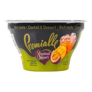 Десерт кисломолочний Соcktail&Dessert манго-маракуйя з ароматом білого рому 9% Premialle стакан 140г 4405070 фото