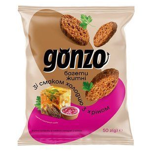 Сухарики житні зі смаком холодцю з хріном Gonzo, 50 г 3830880 фото