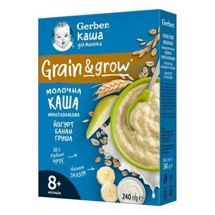 Каша молочна мультизлакова з йогуртом бананом і грушею Gerber, 240 г 3373610 фото