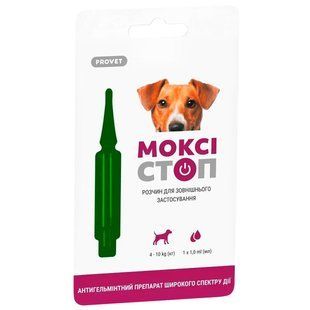 Краплі Моксістоп для собак вагою 4-10 кг (антигельмінтик) PR241918 ProVET, 1 піпетка по 1 мл 4492860 фото