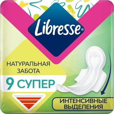 Прокладки гігієнічні Super Ultra Natural Care Libresse, 9 шт 2079460 фото