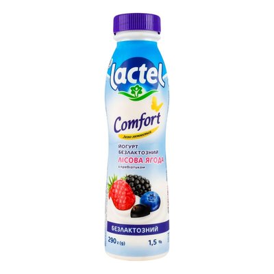 Йогурт безлактозный с наполнителем лесная ягода с пребиотиком лактулозы 1,5% Лактель, 0,290 кг 4214660 фото