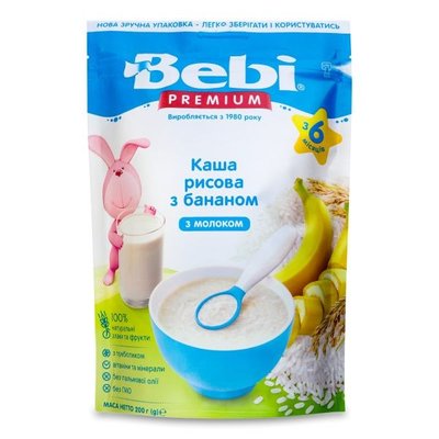 Каша молочная для детей от 6 мес Рисовая с бананом Premium Bebi, 200 г 3829440 фото