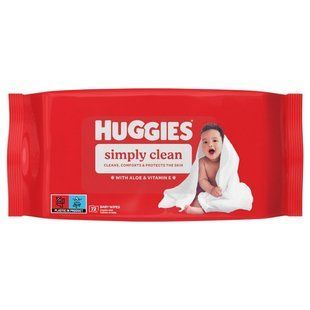 Влажные салфетки многослойные Simply clean Huggies, 72 шт/уп. 4130770 фото