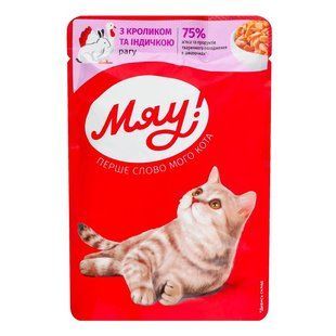 Корм для котов Рагу с кроликом и индейкой Мяу, 85 г 4408830 фото
