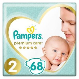 Підгузки для дітей 4-8 кг 2 Premium Care Pampers, 68 шт/уп. 3293500 фото