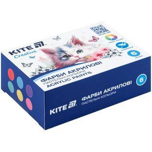 Краска акриловая 6*20мл пастель Kite Creative шт 4782300 фото