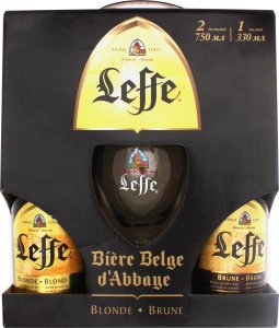Набір пива Leffe, 0.75 л: - Blonde -Brune + бокал 0.33 л 3361580 фото