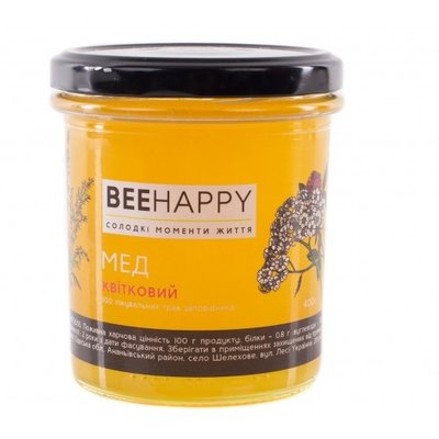 Мед квітковий BeeHappy, 400 г 3208370 фото