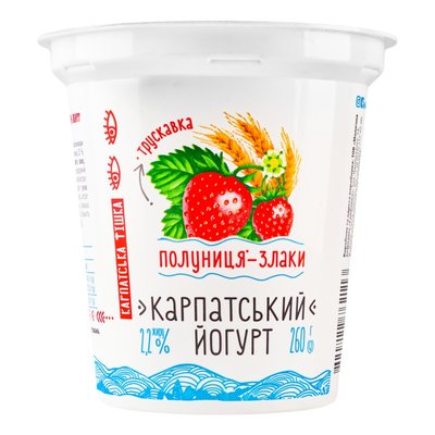 Йогурт 2.2% Полуниця-злаки Карпатський Галичина, 260 г 3926870 фото
