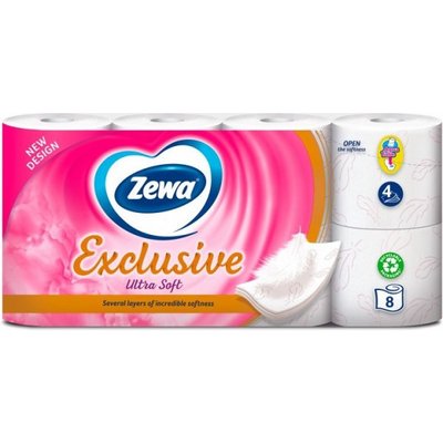 Бумага туалетная 4-слойная Ultra Soft Exclusive Zewa, 8 шт 3705130 фото